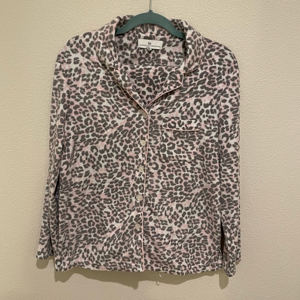 Karen Nurburgring Pink & Grey Animal Print Pajama Set Size MEDIUM